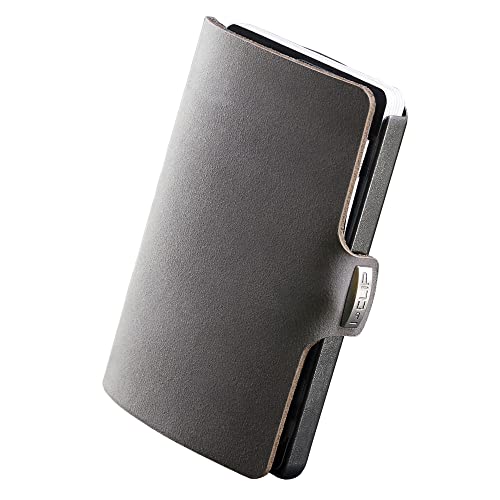 I-CLIP Original Slim Wallet Leder Geldbörse - Premium Portemonnaie - Kartenetui - Kreditkartenetui mit Geldklammer - Glattleder Urban Grey von I-CLIP