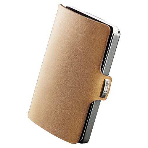 I-CLIP Original Slim Wallet - Leder Geldbörse mit Geldklammer - Glattleder Desert mit silbernem Rahmen von I-CLIP