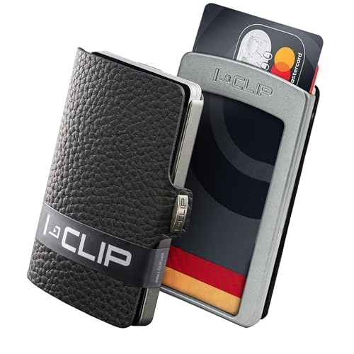 I-CLIP Original Mini Wallet mit Geldklammer - Slim Wallet - Leder Geldbörse - Premium Portemonnaie - Kartenetui - Pure Schwarz von I-CLIP