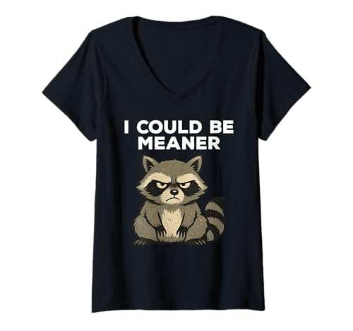Damen I Could Be Meaner Funny Sarcastic Raccoon T-Shirt mit V-Ausschnitt Damen I Could Be Meaner Funny Sarcastic Raccoon T-Shirt mit V-Ausschnitt von I Could Be Meaner Funny Sarcasm Raccoon Apparel