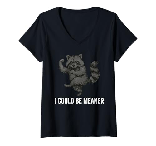 Damen I Could Be Meaner Funny Sarcastic Raccoon T-Shirt mit V-Ausschnitt Damen I Could Be Meaner Funny Sarcastic Raccoon T-Shirt mit V-Ausschnitt von I Could Be Meaner Funny Sarcasm Raccoon Apparel