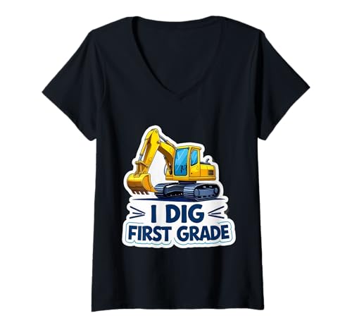 Damen I Dig First Grade Bagger Baumaschinen Jungen T-Shirt mit V-Ausschnitt Damen I Dig First Grade Bagger Baumaschinen Jungen T-Shirt mit V-Ausschnitt von I Dig First Grade Excavator Boys Products