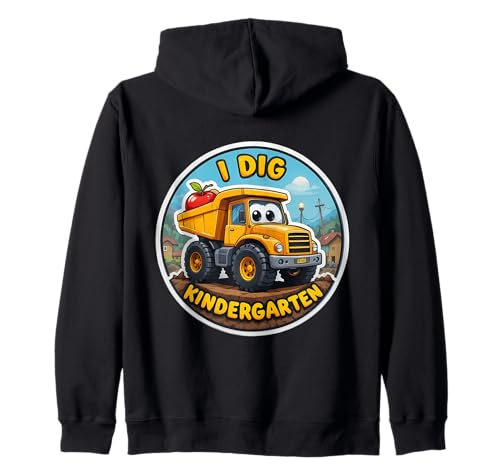 I Dig Kindergarten-Cartoon-Truck „Zurück zur Schule“ für Jungen und Kinder Kapuzenjacke von I Dig Kindergarten Cartoon Truck Products