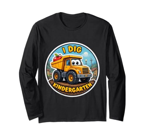 I Dig Kindergarten-Cartoon-Truck „Zurück zur Schule“ für Jungen und Kinder Langarmshirt von I Dig Kindergarten Cartoon Truck Products