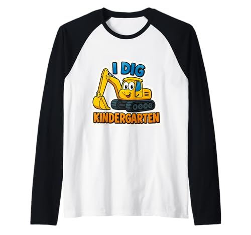 I Dig Kindergarten Bagger Baumaschinen Jungen Raglan von I Dig Kindergarten Excavator Boys Products