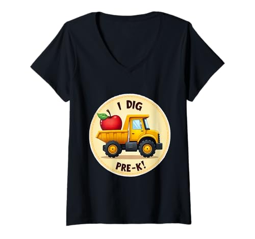 Damen I Dig Pre-K Truck Lover Back to School Trucker für Jungen und Kinder T-Shirt mit V-Ausschnitt Damen I Dig Pre-K Truck Lover Back to School Trucker für Jungen und Kinder T-Shirt mit V-Ausschnitt von I Dig Pre-K Truck Lover Back To School Products