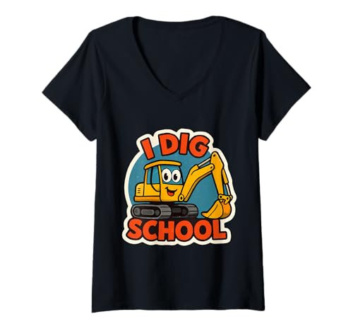 Damen I Dig Schulbagger Schwere Baumaschinen Jungen T-Shirt mit V-Ausschnitt Damen I Dig Schulbagger Schwere Baumaschinen Jungen T-Shirt mit V-Ausschnitt von I Dig School Excavator Boys Products