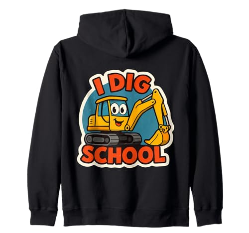 I Dig Schulbagger Schwere Baumaschinen Jungen Kapuzenjacke von I Dig School Excavator Boys Products