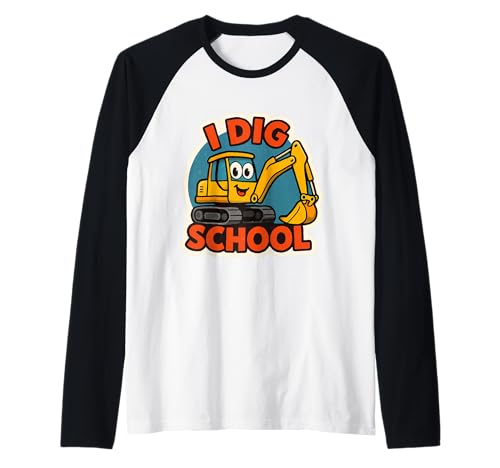 I Dig Schulbagger Schwere Baumaschinen Jungen Raglan von I Dig School Excavator Boys Products