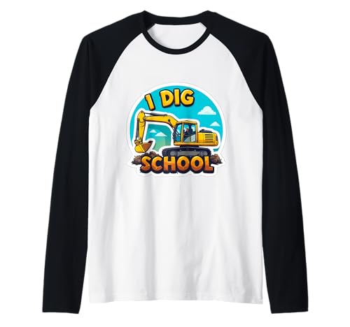 I Dig Schulbagger Schwere Baumaschinen Jungen Raglan von I Dig School Excavator Boys Products
