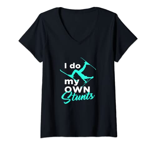Damen I Do My Own Stunts Skifahren T-Shirt mit V-Ausschnitt Damen I Do My Own Stunts Skifahren T-Shirt mit V-Ausschnitt von I Do My Own Stunts Skiing Gifts