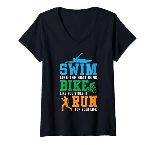 Damen Triathle-Triathle-Triathlon T-Shirt mit V-Ausschnitt Damen Triathle-Triathle-Triathlon T-Shirt mit V-Ausschnitt von I Don't Do Triathlons I Do A Triathlete Tees