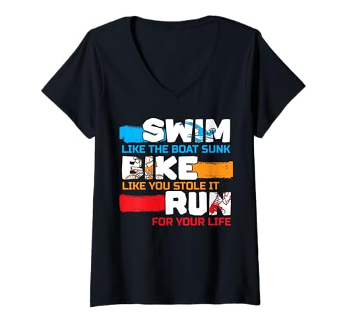 Damen Triathle-Triathle-Triathlon T-Shirt mit V-Ausschnitt Damen Triathle-Triathle-Triathlon T-Shirt mit V-Ausschnitt von I Don't Do Triathlons I Do A Triathlete Tees