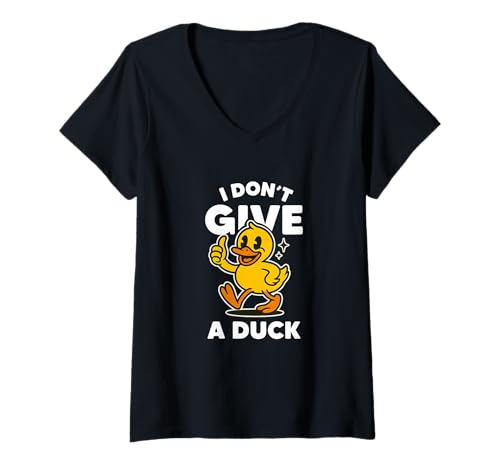 Damen I Don't Give A Duck Lover Lustiger Entenbesitzer Rude Ich Liebe Ente T-Shirt mit V-Ausschnitt Damen I Don't Give A Duck Lover Lustiger Entenbesitzer Rude Ich Liebe Ente T-Shirt mit V-Ausschnitt von I Don't Give A Duck Irony And Sarcasm Yellow Duck