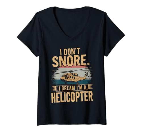 Damen Ich schnarche Nicht Ich träume, ich Bin EIN Helikopter Lustiger Mechanikerflug T-Shirt mit V-Ausschnitt Damen Ich schnarche Nicht Ich träume, ich Bin EIN Helikopter Lustiger Mechanikerflug T-Shirt mit V-Ausschnitt von I Don't Snore I Dream I'm a Helicopter Funny