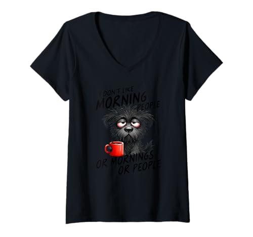Damen Sarkastisch — Lustiger Hund — Frech — Ich mag keinen Morgen, Leute T-Shirt mit V-Ausschnitt Damen Sarkastisch — Lustiger Hund — Frech — Ich mag keinen Morgen, Leute T-Shirt mit V-Ausschnitt von I Dont Like Morning, People - Funny Dog