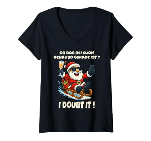 Damen I Daut it, Lustiges Weihnachten Meme - Weihnachtsmann T-Shirt mit V-Ausschnitt Damen I Daut it, Lustiges Weihnachten Meme - Weihnachtsmann T-Shirt mit V-Ausschnitt von I Doubt it - Internet Meme - Weihnachten