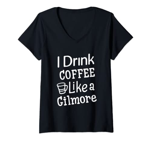 Damen Ich trinke Kaffee wie ein Gilmore T-Shirt mit V-Ausschnitt von I Drink Coffee Like a Gilmore