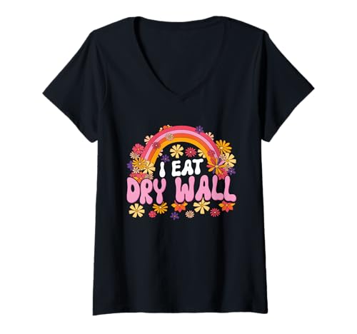 Damen I Eat Dry Wall Funny Graphic T-Shirt mit V-Ausschnitt Damen I Eat Dry Wall Funny Graphic T-Shirt mit V-Ausschnitt von I Eat Dry Wall Funny Graphic