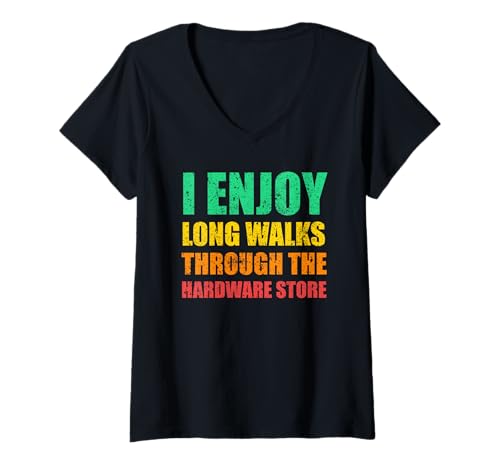 Damen Ich genieße Lange romantische Spaziergänge durch den Baumarkt T-Shirt mit V-Ausschnitt Damen Ich genieße Lange romantische Spaziergänge durch den Baumarkt T-Shirt mit V-Ausschnitt von I Enjoy Long Walks Through The Hardware Funny Dad