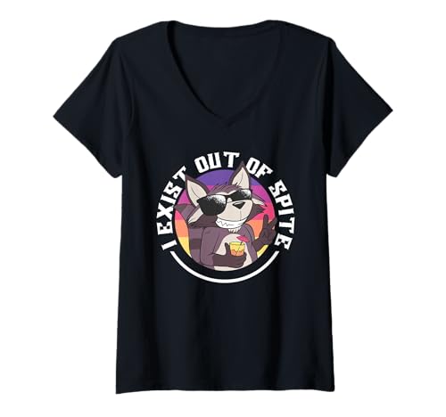 Damen I Exist Out of Spite Sarcastic Introvert Attitude T-Shirt mit V-Ausschnitt von I Exist Out of Spite Funny Anti Social Mood Gift