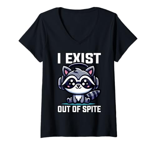 Damen I Exist Out of Spite Sarcastic Introvert Attitude T-Shirt mit V-Ausschnitt von I Exist Out of Spite Funny Anti Social Mood Gift