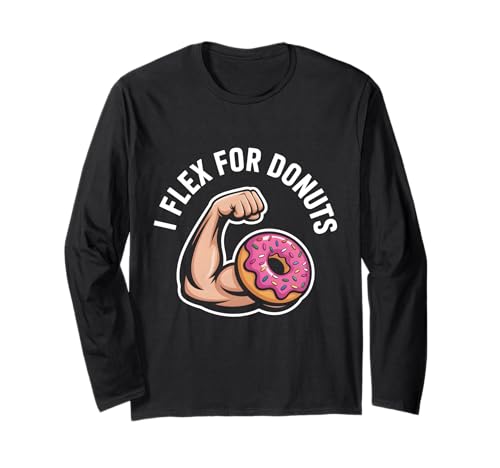Funny Donut Day Gym Flex Muscle Bizeps Fitness Workout Men Langarmshirt von I Flex For Donuts Humor Exercise Women
