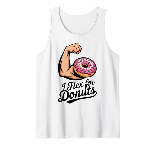 Funny Donut Bizep Guns Arm Pump Flex Peak Day Men Women Tank Top von I Flex For Donuts Muscle Exercise Apparel