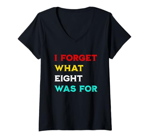 Damen Klassischer Retro-Sonnenuntergang im Distressed-Stil Ich vergesse, wofür Acht gedacht war T-Shirt mit V-Ausschnitt Damen Klassischer Retro-Sonnenuntergang im Distressed-Stil Ich vergesse, wofür Acht gedacht war T-Shirt mit V-Ausschnitt von I Forget What Eight Was For Retro Distressed Color