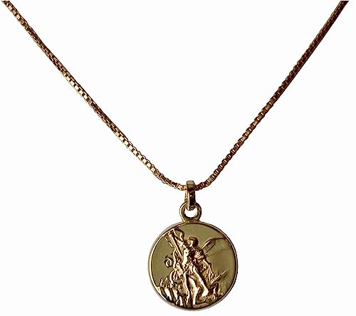 I G J HEILIGE ERZENGEL-MEDAILLE MICHAEL AUS 925 SILBER VERGOLDET MIT STERLING SILBER KETTEKETTE von I G J
