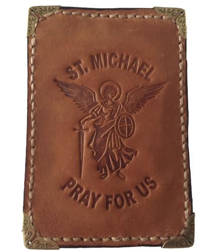 Kartenhalter / Karten- und Dokumentenhalter (Herren - Frauen) von St. Michael der Erzengel aus echtem Leder - handwerkliche Herstellung - handgenäht - 100% Made in Italy von I G J