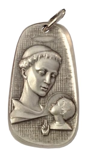 I G J MEDAILLE DES HEILIGEN ANTONIUS VON PADUA MIT JESUSKIND – HERGESTELLT IN HOHEM RELIEF IM ALTEN ITALIENISCHEN STIL von I G J