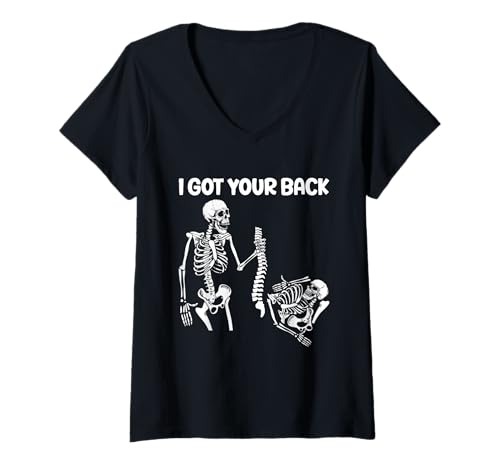 Damen I Got Your Back Lustiges Skelett Halloween Kostüm T-Shirt mit V-Ausschnitt Damen I Got Your Back Lustiges Skelett Halloween Kostüm T-Shirt mit V-Ausschnitt von I Got Your Back Funny Halloween Skeleton Tee