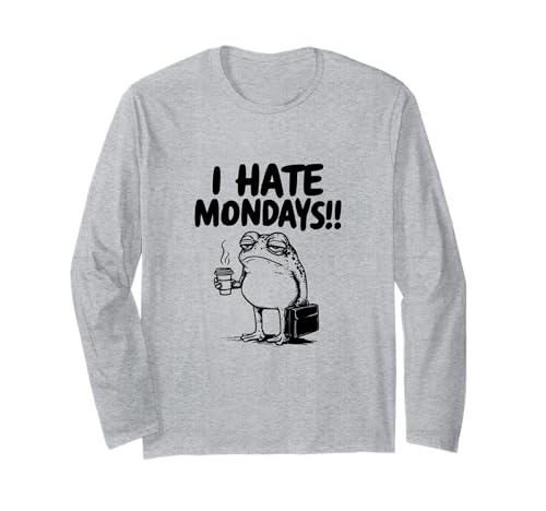 I HATE MONDAYS - Lustiger Frosch mit Aktentasche und Kaffee Langarmshirt von I HATE MONDAYS FUNNY T-SHIRTS, HOODIES, AND GIFTS