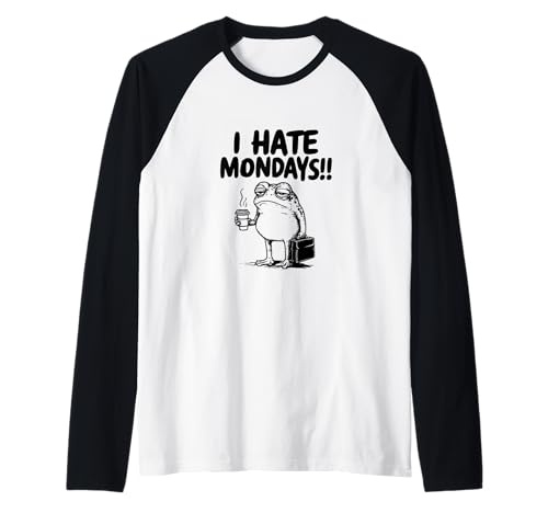 I HATE MONDAYS - Lustiger Frosch mit Aktentasche und Kaffee Raglan von I HATE MONDAYS FUNNY T-SHIRTS, HOODIES, AND GIFTS