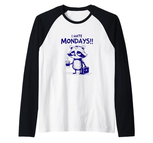I HATE MONDAYS - Lustiger Waschbär hält Aktentasche und Kaffee Raglan von I HATE MONDAYS FUNNY T-SHIRTS, HOODIES, AND GIFTS