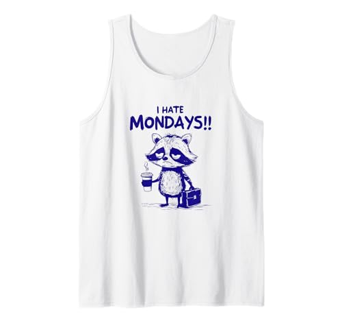 I HATE MONDAYS - Lustiger Waschbär hält Aktentasche und Kaffee Tank Top von I HATE MONDAYS FUNNY T-SHIRTS, HOODIES, AND GIFTS