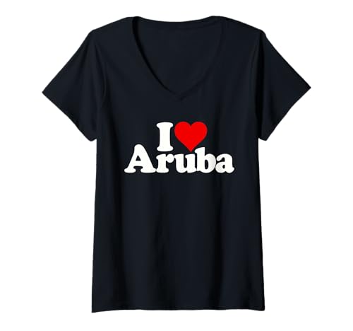 Damen ICH Liebe Herz Aruba, NIEDERLÄNDISCHE Karibik T-Shirt mit V-Ausschnitt Damen ICH Liebe Herz Aruba, NIEDERLÄNDISCHE Karibik T-Shirt mit V-Ausschnitt von I HEART LOVE ARUBA TEES