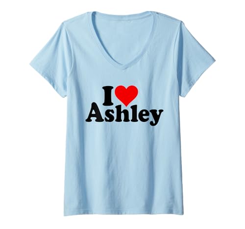 Damen ICH LIEBE HERZ ASHLEY T-Shirt mit V-Ausschnitt Damen ICH LIEBE HERZ ASHLEY T-Shirt mit V-Ausschnitt von I HEART LOVE ASHLEY NAME TEES