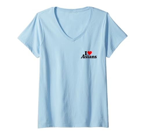 Damen ICH Liebe HERZASIATEN T-Shirt mit V-Ausschnitt von I HEART LOVE ASIANS