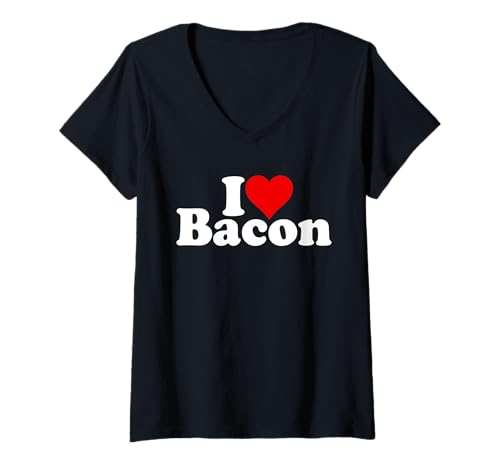 Damen ICH LIEBE HERZSPECK SCHWEINEBAUCH T-Shirt mit V-Ausschnitt Damen ICH LIEBE HERZSPECK SCHWEINEBAUCH T-Shirt mit V-Ausschnitt von I HEART LOVE BACON