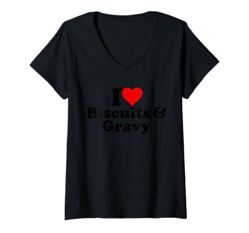 Damen ICH LIEBE HERZKEKSE UND SOSSE T-Shirt mit V-Ausschnitt Damen ICH LIEBE HERZKEKSE UND SOSSE T-Shirt mit V-Ausschnitt von I HEART LOVE BISCUITS AND GRAVY
