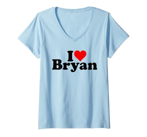 Damen ICH Liebe Herz Bryan T-Shirt mit V-Ausschnitt Damen ICH Liebe Herz Bryan T-Shirt mit V-Ausschnitt von I HEART LOVE BRYAN NAME TEES