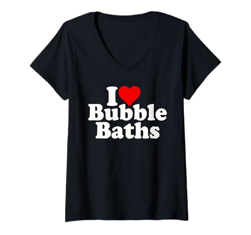 Damen ICH LIEBE HERZSCHAUMBÄDER T-Shirt mit V-Ausschnitt Damen ICH LIEBE HERZSCHAUMBÄDER T-Shirt mit V-Ausschnitt von I HEART LOVE BUBBLE BATHS