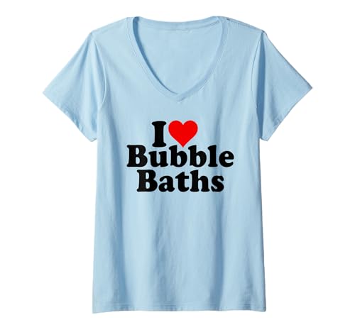 Damen ICH Liebe HERZSCHAUMBÄDER T-Shirt mit V-Ausschnitt Damen ICH Liebe HERZSCHAUMBÄDER T-Shirt mit V-Ausschnitt von I HEART LOVE BUBBLE BATHS