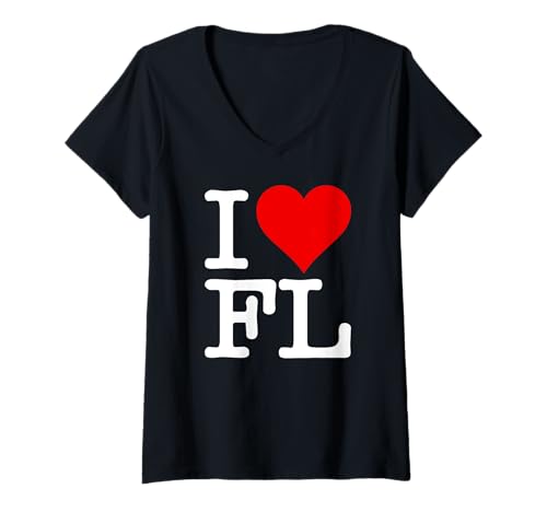 Damen ICH LIEBE HEART FLORIDA FL T-Shirt mit V-Ausschnitt Damen ICH LIEBE HEART FLORIDA FL T-Shirt mit V-Ausschnitt von I HEART LOVE FLORIDA