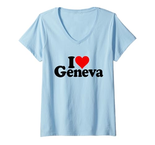 Damen ICH Liebe Herz, GENF, Schweiz T-Shirt mit V-Ausschnitt Damen ICH Liebe Herz, GENF, Schweiz T-Shirt mit V-Ausschnitt von I HEART LOVE GENEVA