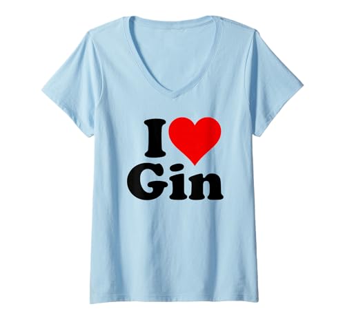 Damen ICH Liebe Heart Gin T-Shirt mit V-Ausschnitt Damen ICH Liebe Heart Gin T-Shirt mit V-Ausschnitt von I HEART LOVE GIN