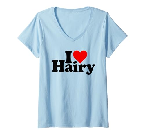 Damen ICH Liebe HERZBEHAARTE KÖRPERBEHAARUNG, PELZIG T-Shirt mit V-Ausschnitt Damen ICH Liebe HERZBEHAARTE KÖRPERBEHAARUNG, PELZIG T-Shirt mit V-Ausschnitt von I HEART LOVE HAIRY FUN TEES