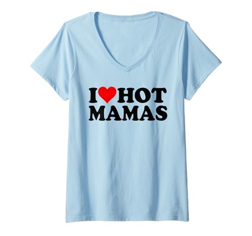 Damen ICH LIEBE HERZHEISSE MAMAS, MILFS, PUMAS, MAMACITAS T-Shirt mit V-Ausschnitt Damen ICH LIEBE HERZHEISSE MAMAS, MILFS, PUMAS, MAMACITAS T-Shirt mit V-Ausschnitt von I HEART LOVE HOT MAMAS